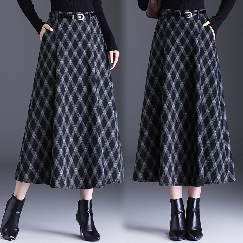 毛呢半身裙女中长款2025秋冬季