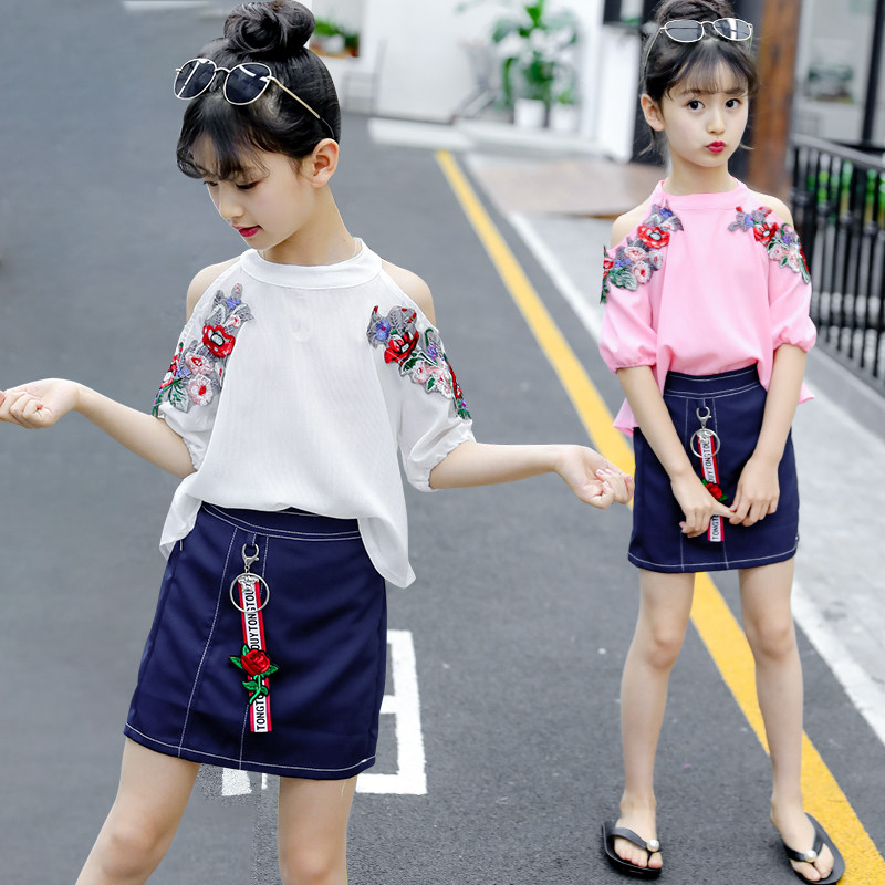 夏季雪纺衫女孩短袖裙裤打底