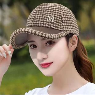 帽子女新款秋冬季韩版百搭显脸小鸭舌帽加厚出游时尚棒球帽防护帽