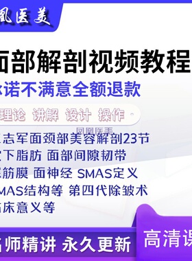 面部解剖结构王志军颈美容皮下脂肪整形教学课面神经SMAS视频教程
