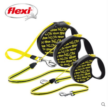 FLEXI/福莱希荧光黄可伸缩牵引绳狗链泰迪柯基法斗柴犬牵引绳包邮