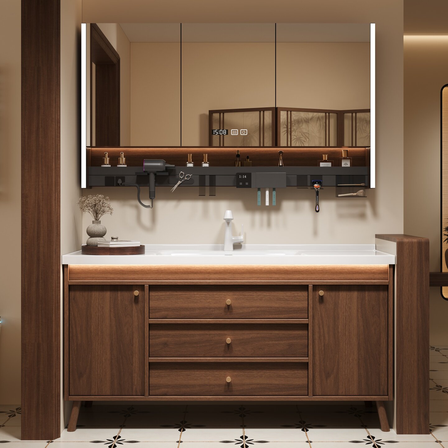 落地式浴室柜陶瓷一体盆卫生间洗脸盆洗手台盆柜组合洗漱台一体盆