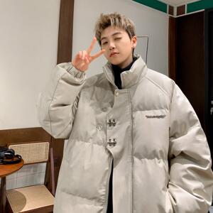 pu皮棉服男冬季金属飞机扣美式棉衣外套加厚保暖宽松面包服棉袄子