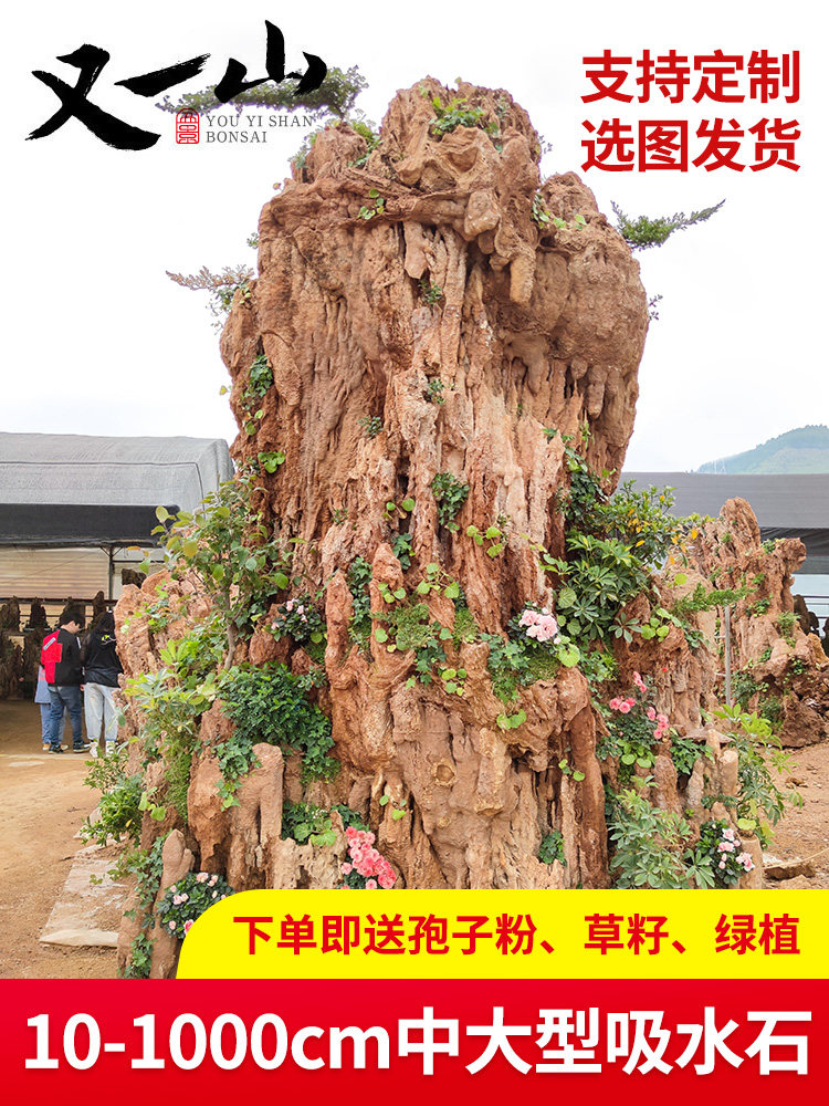 定制特大型吸水石假山盆景天然上水石原石庭院鱼池造景大石头