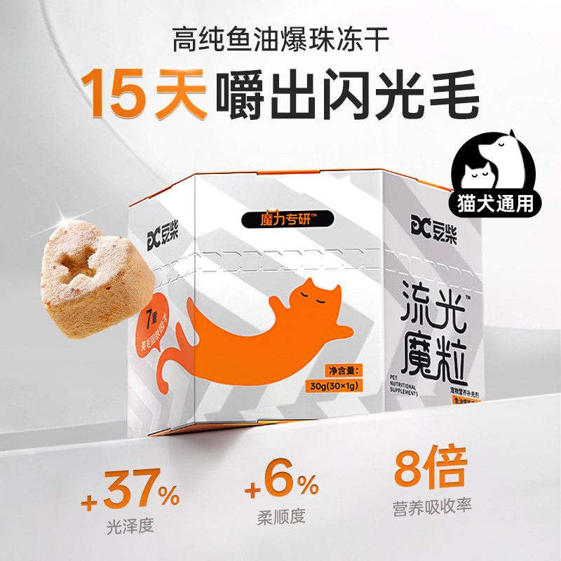 【鱼油冻干】15天嚼出闪光毛