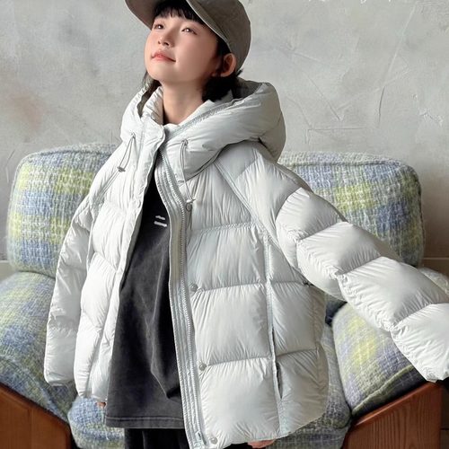韩国童装2025冬新款羽绒服加厚中大童90白鸭绒男女童保暖时尚外套