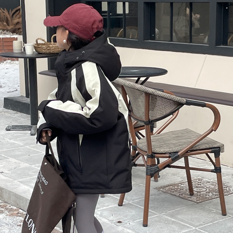 女童冲锋衣外套冬装羽绒服2025新款男中大童防水防风撞色连帽夹克