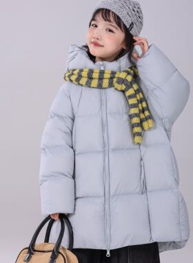 韩国儿童羽绒服中长款2026冬新款女童90绒加厚泡芙连帽轻便外套潮