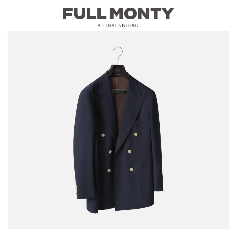 thumbnail for Double-breasted brazer suits, men's business casual suits, formal wear, strong twisted wool, single western spring and autumn navy coat