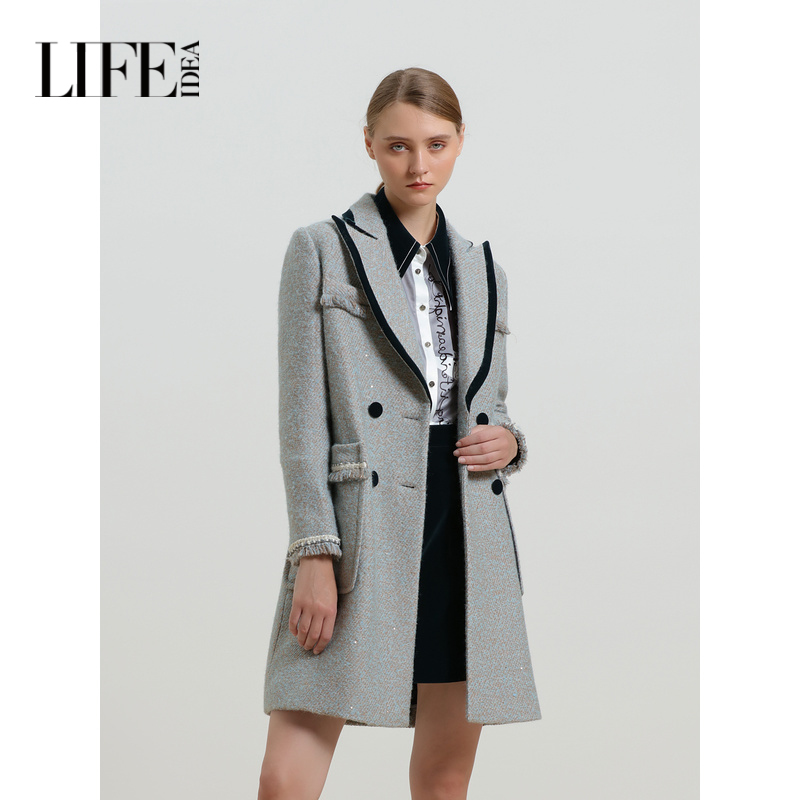 【商场同款】莱芙艾迪儿设计师品牌女装毛呢外套1D4D14064