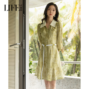 衬衫 莱芙艾迪儿品牌女装 裙子中长袖 新款 蕾丝连衣裙1E1L94013 夏季