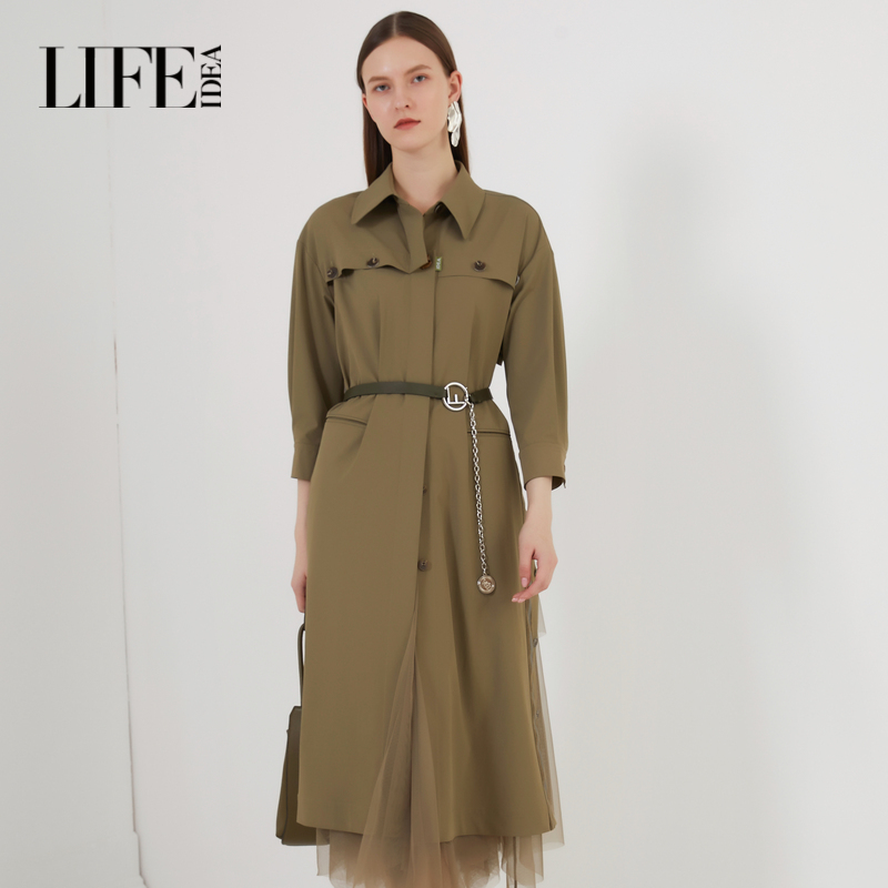 衬衫式设计风衣莱芙艾迪儿