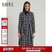 英伦风减龄裙子 经典 商场同款 莱芙艾迪儿格纹及膝连衣裙春季