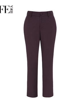 莱芙艾迪儿直筒休闲裤女紫色修身长裤3F1K75101