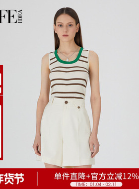 莱芙艾迪儿针织背心女夏外穿大U领修身无袖上衣1E2M39045