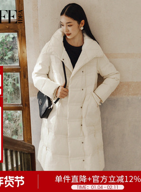 莱芙艾迪儿冬季新款保暖加厚翻领面包服女高级感羽绒服1E4Y68060