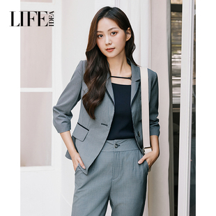 小个子中长外套女 显瘦气质通勤西装 莱芙艾迪儿简洁干练秋季 修身