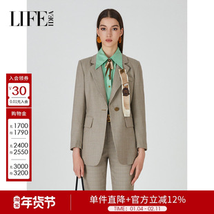 莱芙艾迪儿秋冬职场通勤知性优雅西装外套女复古修身收腰外套