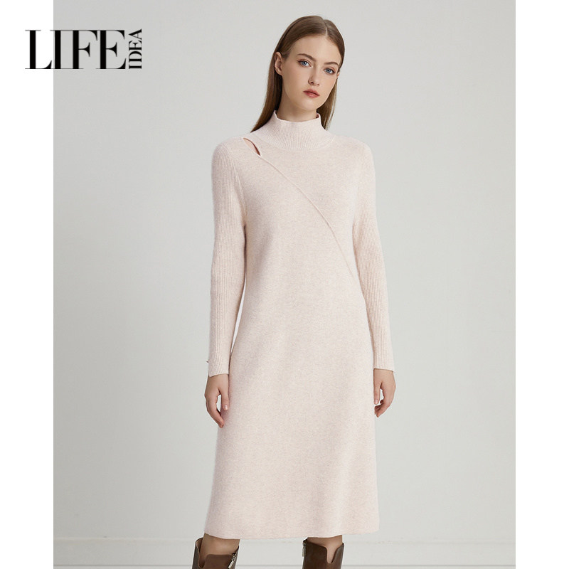 【商场同款】莱芙艾迪儿女冬季气质优雅设计感显瘦百搭针织连衣裙