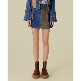 子 小众宽松裤 D佳美学馆复古高腰阔腿拼接设计感牛仔短裤 女时尚