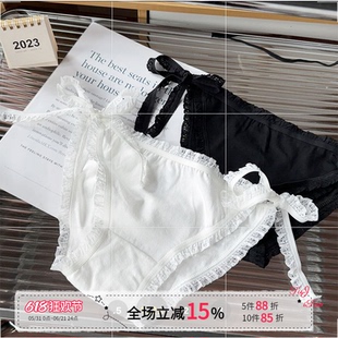 岛私立~JK系带内裤女纯棉两侧可解少女生蕾丝绑带性感纯欲新款