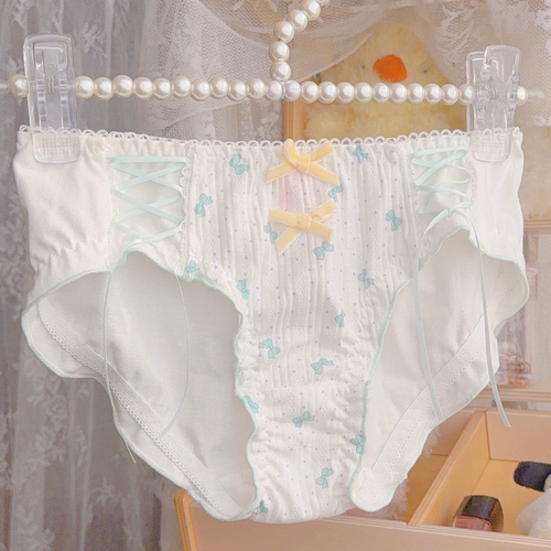 甜美蕾丝蝴蝶结大码内裤女生