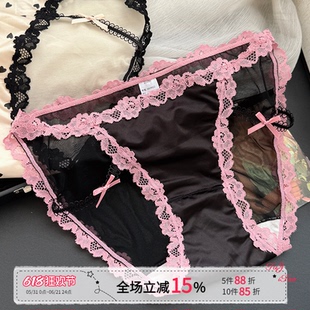 「小妖姬」纯欲网纱镂空低腰高开叉少女内裤纯欲性感蕾丝女士内裤