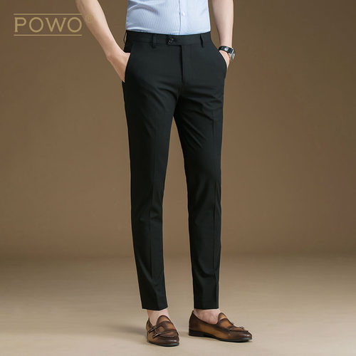 黑色西裤修身商务休闲小脚裤