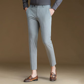 男士 四面弹免烫抗菌凉感九分裤 韩版 小脚2025夏季 修身 POWO休闲西裤