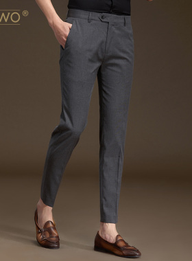 powo九分裤春秋男士裤子韩版潮流百搭西裤修身青年小脚西装裤休闲