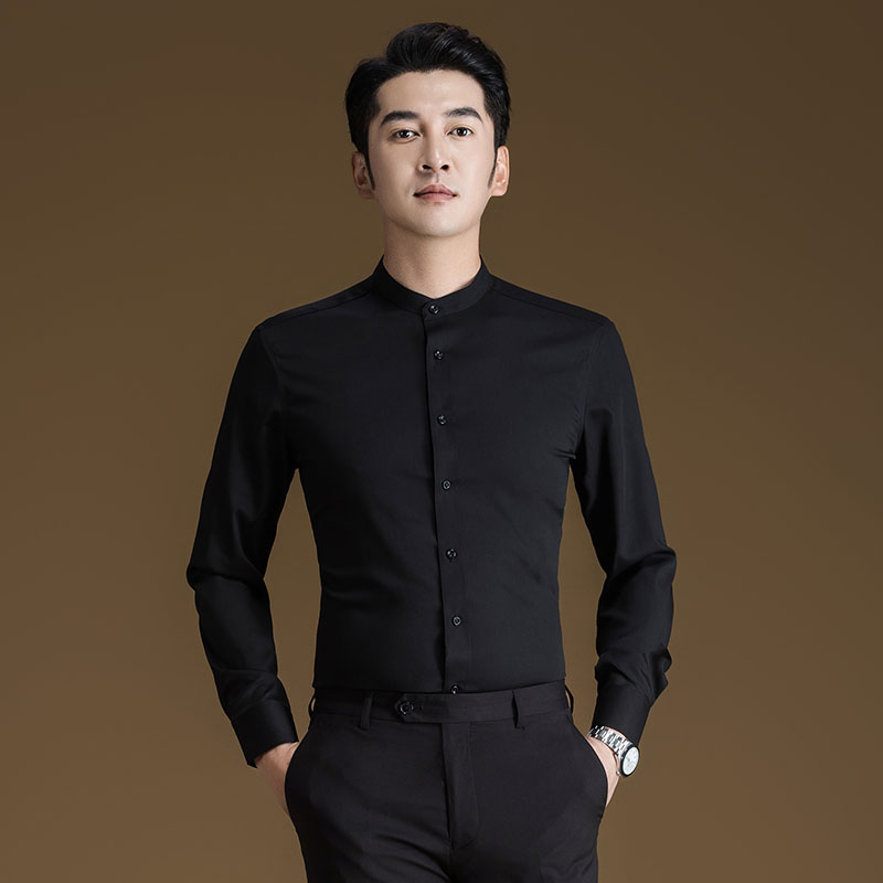 微弹，立领设计，柔软舒适，免烫防皱