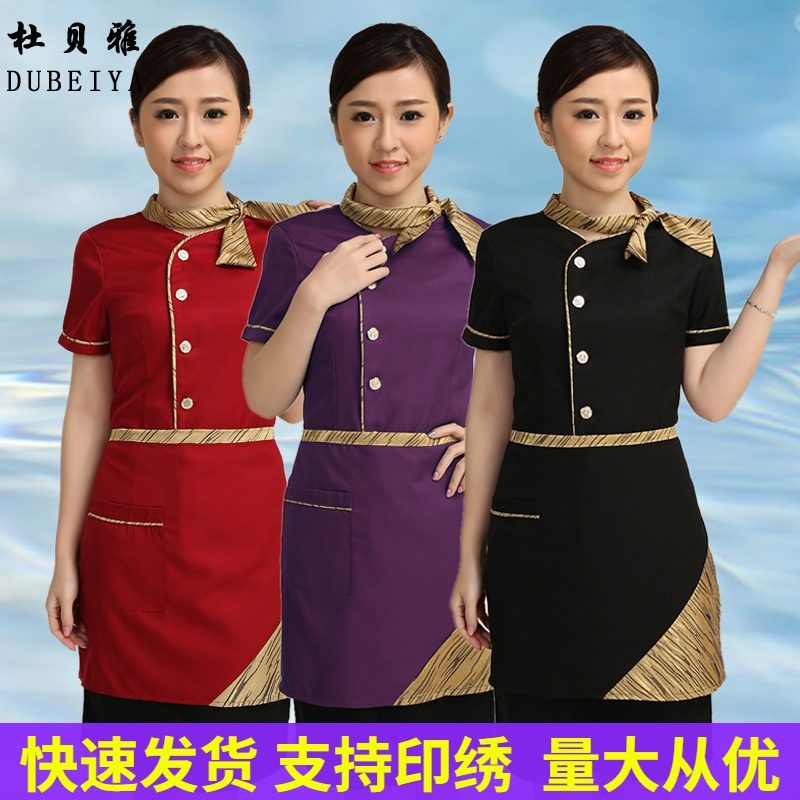 酒店饭店服务员工作服短袖女餐饮餐厅收银员服务员工作服短袖夏