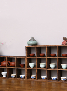 茶杯架实木多宝阁小茶壶建盏架小博古架茶壶架小格尺寸10*10厘米