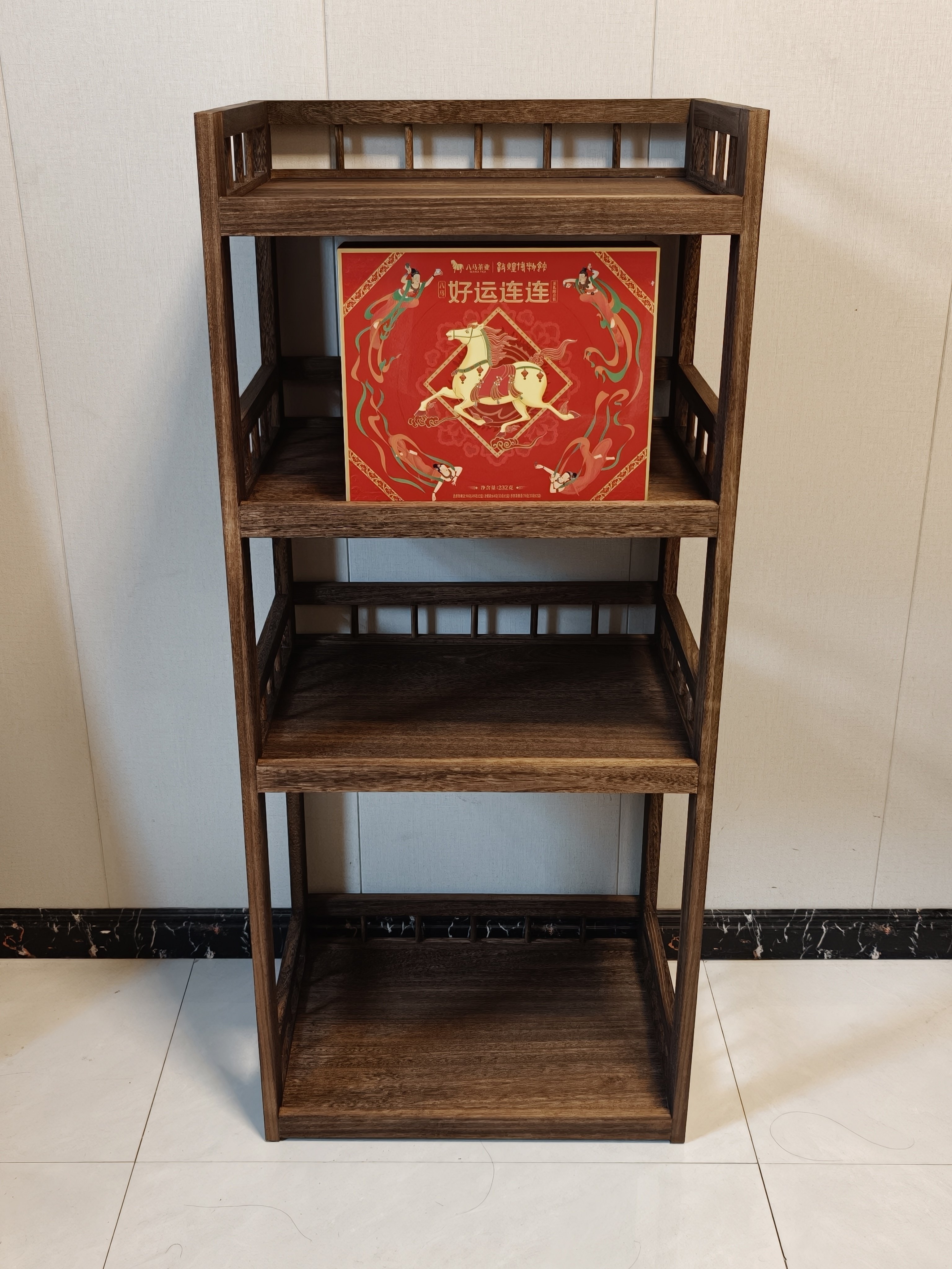 定做新中式博古架实木多宝阁茶室茶具展示架茶桌边柜定做置物架