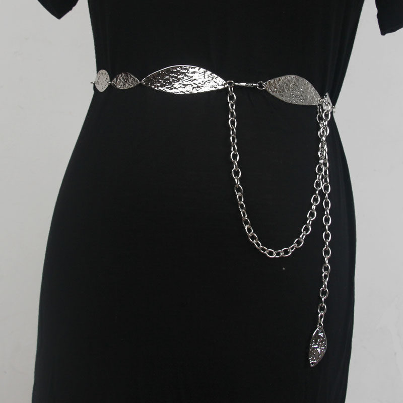 여성용 얇은 허리 체인 드레스 장식 벨트 골드 벨트 금속 잎 스커트가 달린 하이 엔드 거들