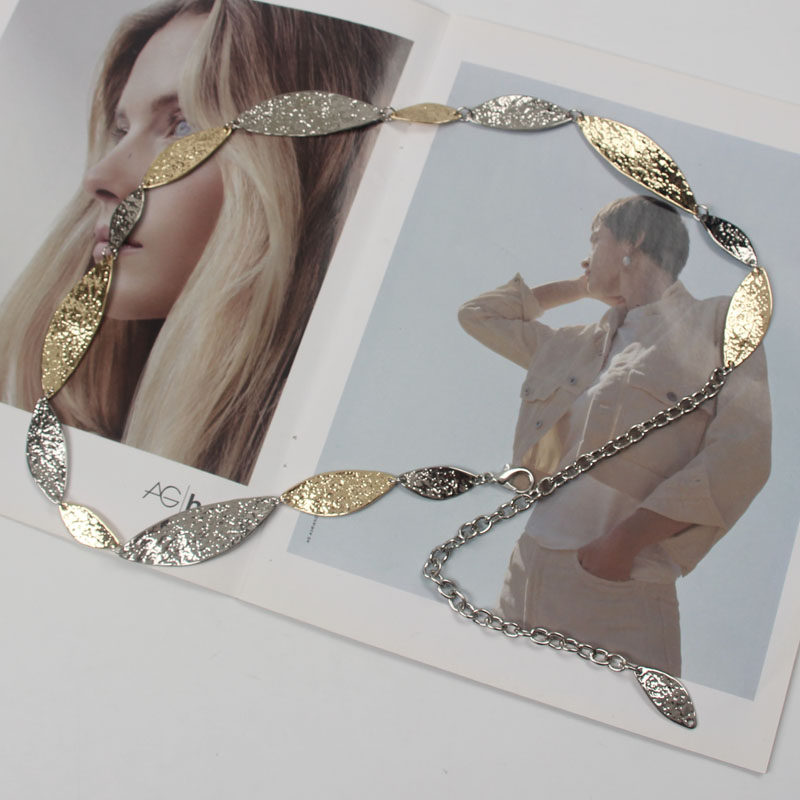 여성용 얇은 허리 체인 드레스 장식 벨트 골드 벨트 금속 잎 스커트가 달린 하이 엔드 거들