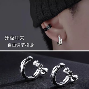 铜合金耳饰 高级感无痛耳夹女无耳洞耳环男帅气轻奢小众设计潮免