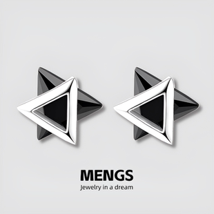 三生石耳钉男新款 锆石小众设计ins冷淡风高级轻奢耳饰