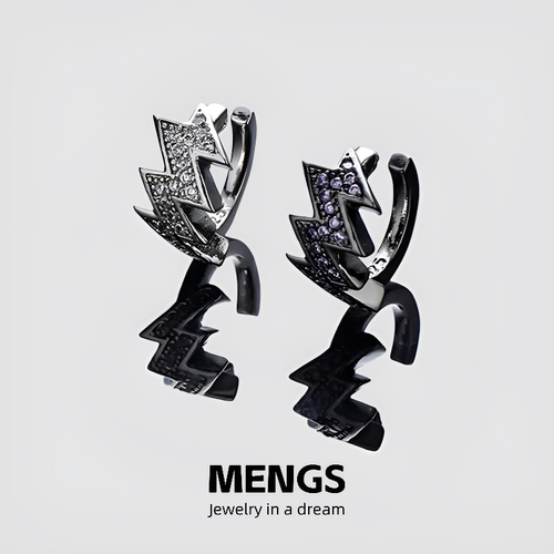 铜合金耳饰 镶钻闪电无耳洞耳骨夹个性高级设计感饰品