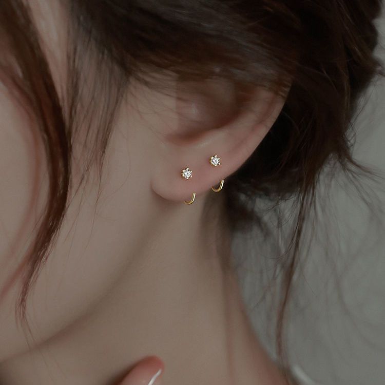 日常耳钉睡觉免摘S925银养耳耳钉2023年新款潮耳环精致通勤耳