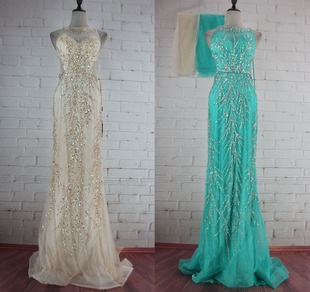 2018新款华丽重工S型收腰礼服歌手舞台演出酒会年会主持大码礼服