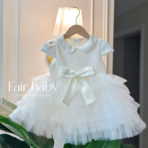 女童生日公主裙抓周一周岁礼服女宝宝花童婚纱礼服蓬蓬裙高端轻奢