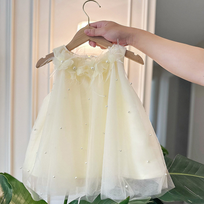女童生日抓周宴礼服公主裙小女孩婚礼花童婚纱绝美连衣裙日常可穿