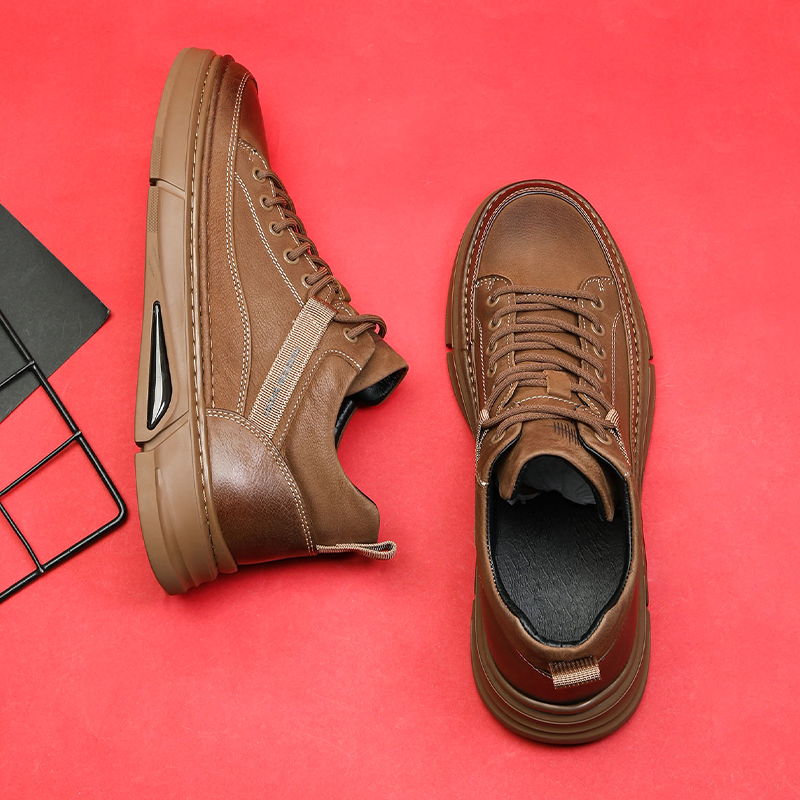 真牛皮擦色复古休闲真皮鞋