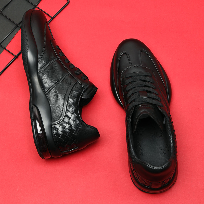 头层牛皮运动皮鞋气垫软底缓震