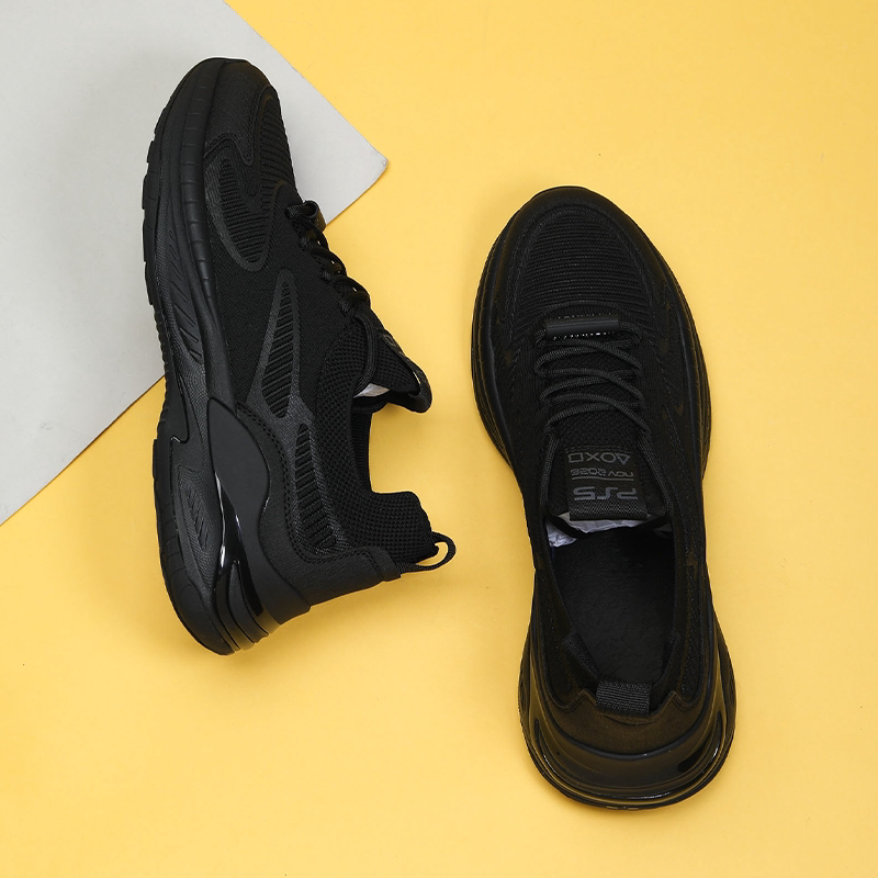 VIFIRFAR运动男鞋2026新款透气布鞋黑色发泡厚底轻便软底健步鞋男