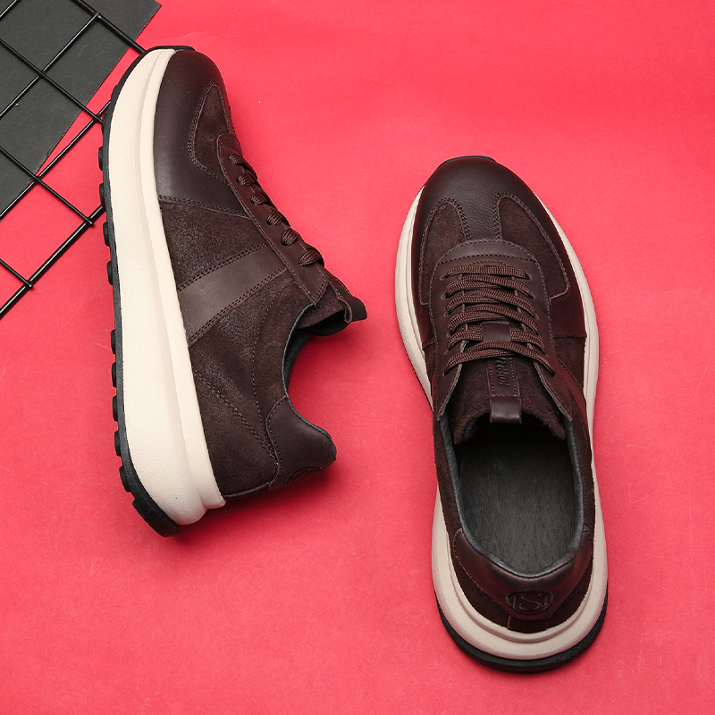 真皮复古时尚发泡厚底增高男鞋