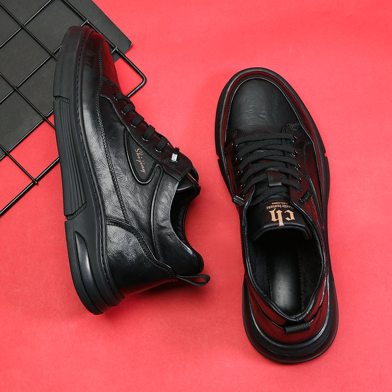 头层牛皮运动休闲皮鞋冬季保暖