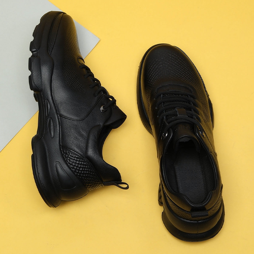 头层牛皮运动皮鞋增高软底舒适轻