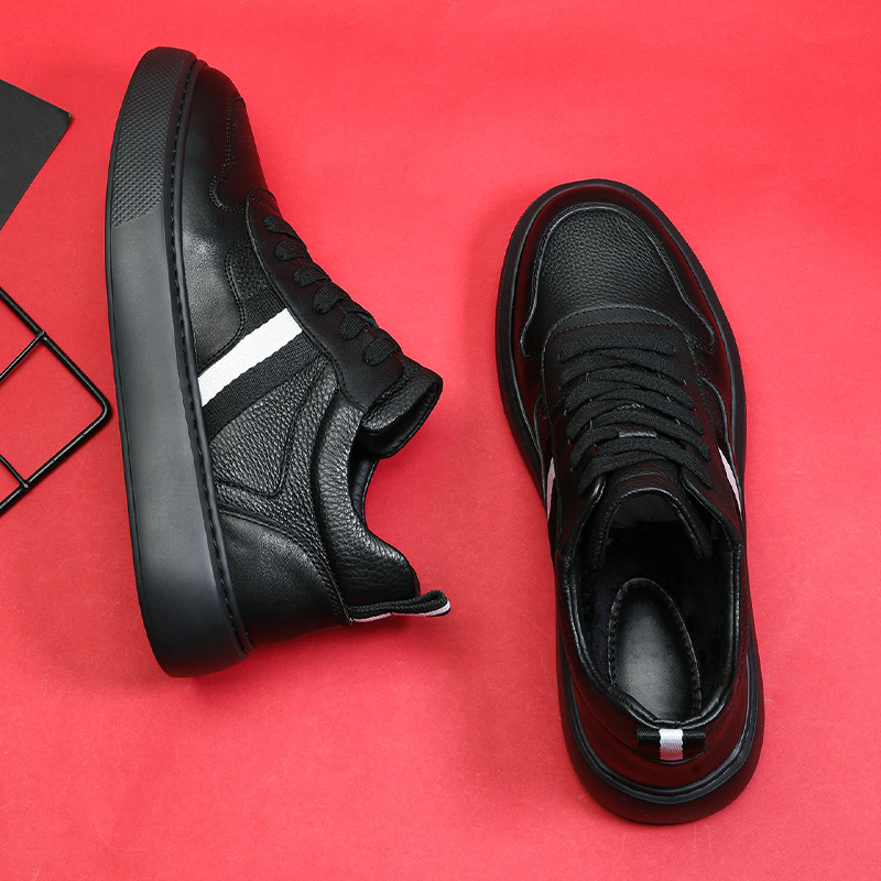 头层牛皮中帮板鞋冬季保暖棉鞋